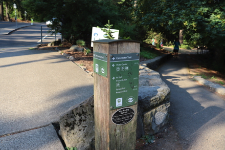 Parking lot with one accessible space, bus stop and trailhead on SW Fairview Blvd Parking lot with one accessible space, bus stop and trailhead on SW Fairview Blvd