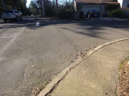 Curb cuts are available when crossing the busy street from the bus stop Curb cuts are available when crossing the busy street from the bus stop