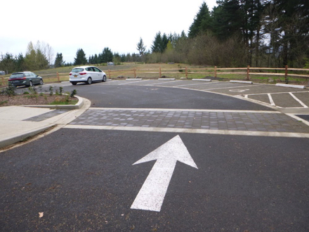Main parking lot with one accessible parking space Main parking lot with one accessible parking space