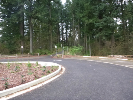 Parking lot and start of the access road Parking lot and start of the access road