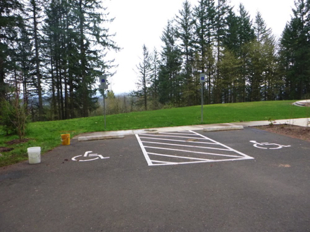 Two accessible parking spaces at the shelter and restroom – no other parking spaces Two accessible parking spaces at the shelter and restroom – no other parking spaces