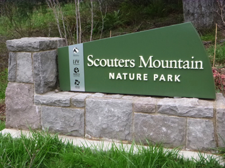 Scouters Mountain Nature Park entrance sign Scouters Mountain Nature Park entrance sign