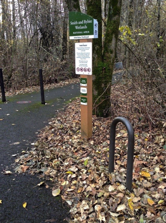 Trailhead to Interlakes Trail &ndash; bike rack &ndash; no bikes allowed